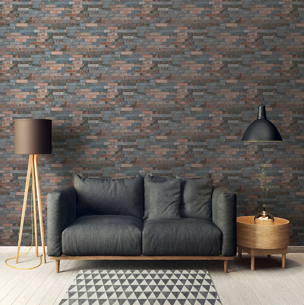 Papier peint Vinyle Intissé GoodHome Smara Ardoise et rouge