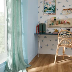 Papier peint vinyle intissé enfant petit oiseau bleu L. 1005 x l. 53cm Ugepa