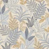 Papier peint vinyle intissé Allure Lutece mat et satiné feuilles beige, bleu, or, jaune l.1005 x l.53 cm
