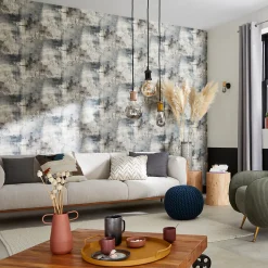 Papier peint Vinyle Intissé GoodHome Elmas gris