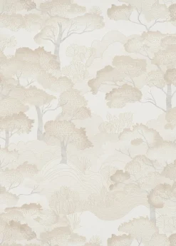 Papier peint vinyle intissé arbres beige, or L.1005 x l.53cm, Erismann Grove
