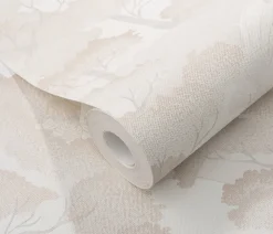 Papier peint vinyle intissé arbres beige, or L.1005 x l.53cm, Erismann Grove