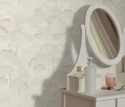 Papier peint vinyle intissé arbres beige, or L.1005 x l.53cm, Erismann Grove