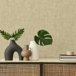 Papier peint vinyle intissé uni Kopa beige L.1005 x l.53cm Lutèce