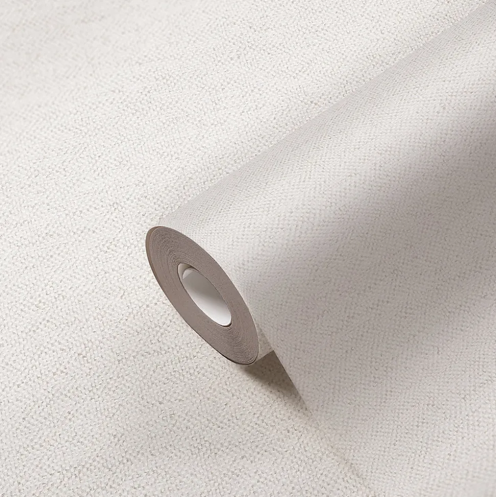 Papier peint vinyle intissé uni aspect tissu blanc L.1005 x l.53cm GoodHome, Mythe