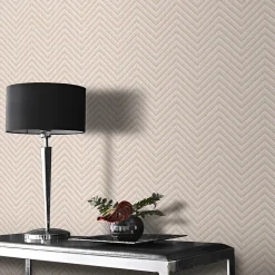 Papier peint vinyle intissé Donsig GoodHome chevrons beige l.53 cm x 10m