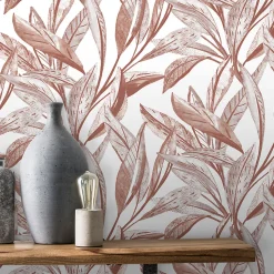 Papier peint vinyle intissé Cicillo feuillage terracotta L.1000 x l.53cm GoodHome