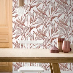 Papier peint vinyle intissé Cicillo feuillage terracotta L.1000 x l.53cm GoodHome