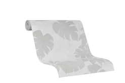 Papier peint vinyle intissé jungle feuillage beige, vert L.1001 x l.53cm