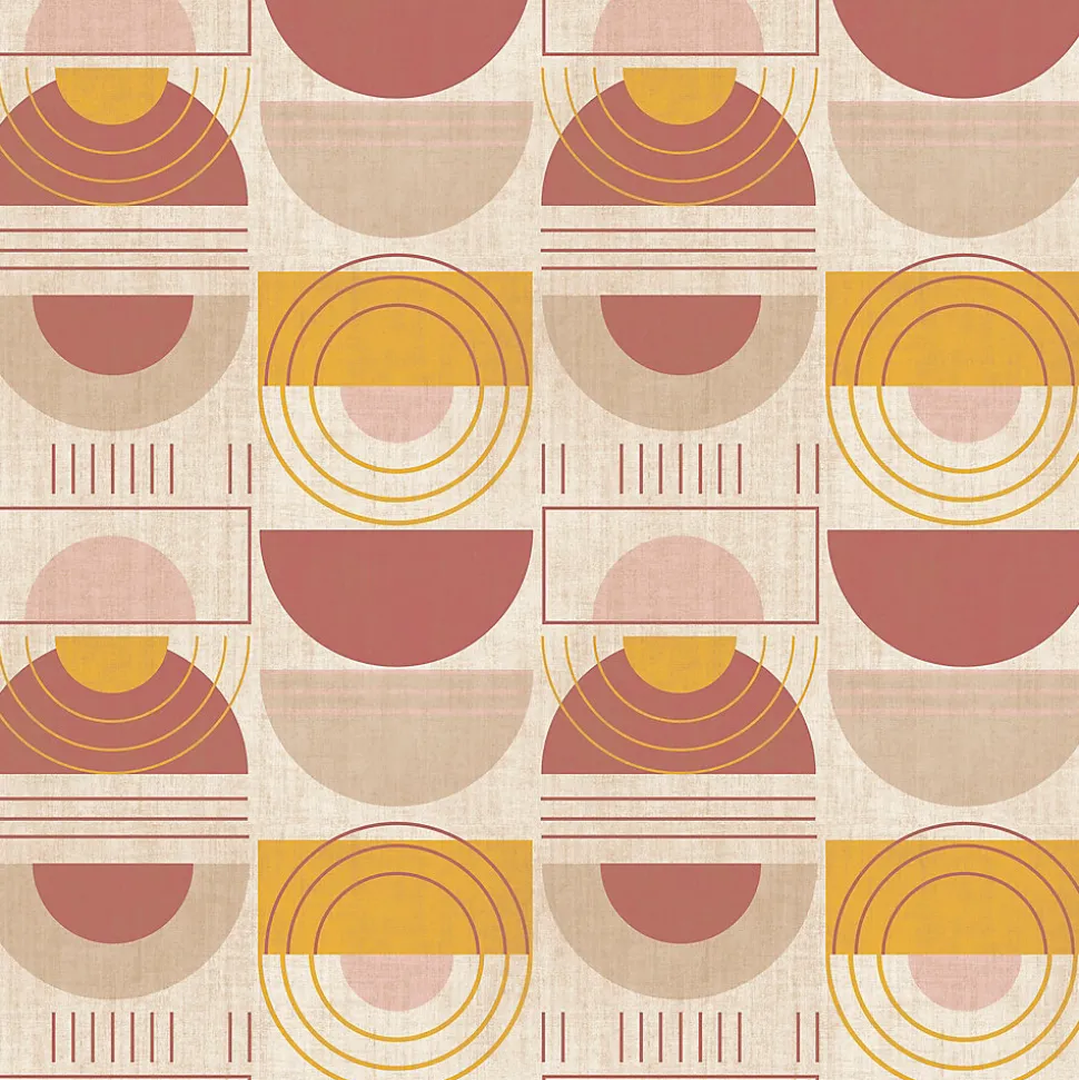 Papier peint vinyle intissé Sunset GoodHome rose et jaune L.10m x l.53cm