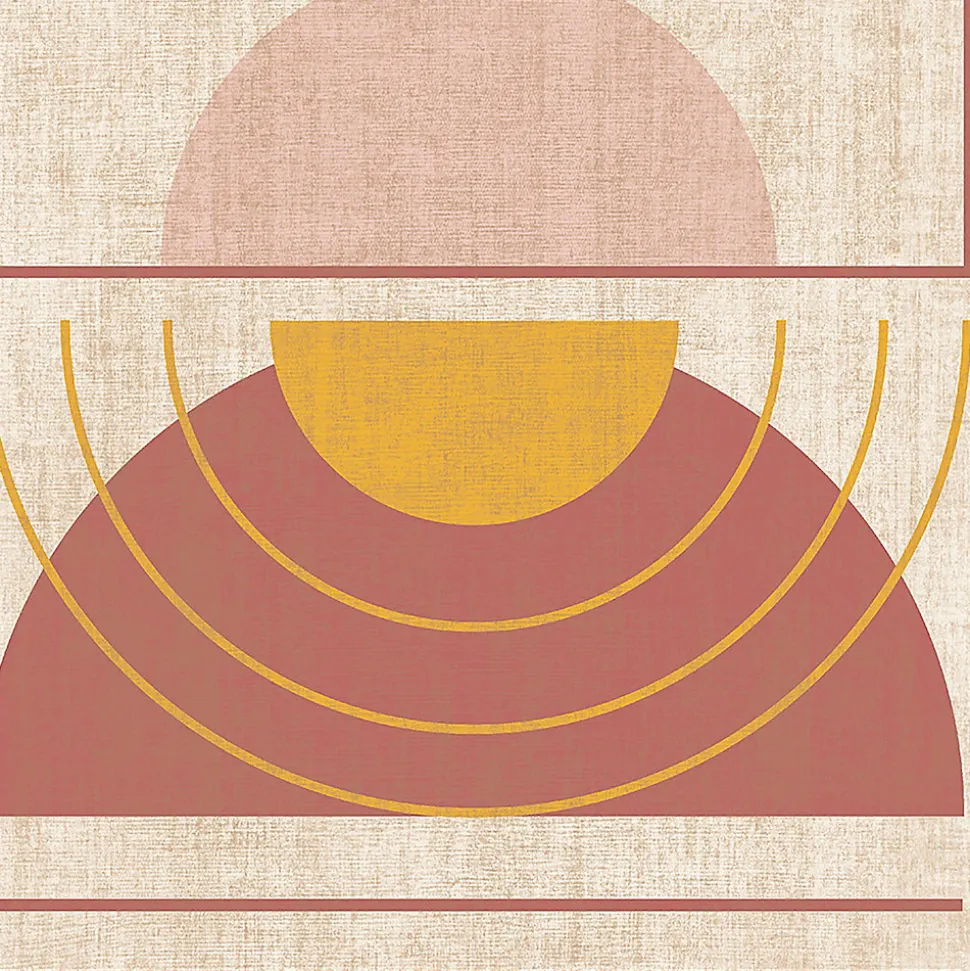 Papier peint vinyle intissé Sunset GoodHome rose et jaune L.10m x l.53cm