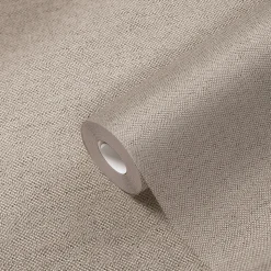 Papier peint vinyle intissé uni aspect tissu beige L.1005 x l.53cm GoodHome, Mythe