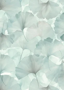 Papier peint vinyle intissé feuilles de ginko bleu L.1005 x l.53cm, Erismann Ginko dream