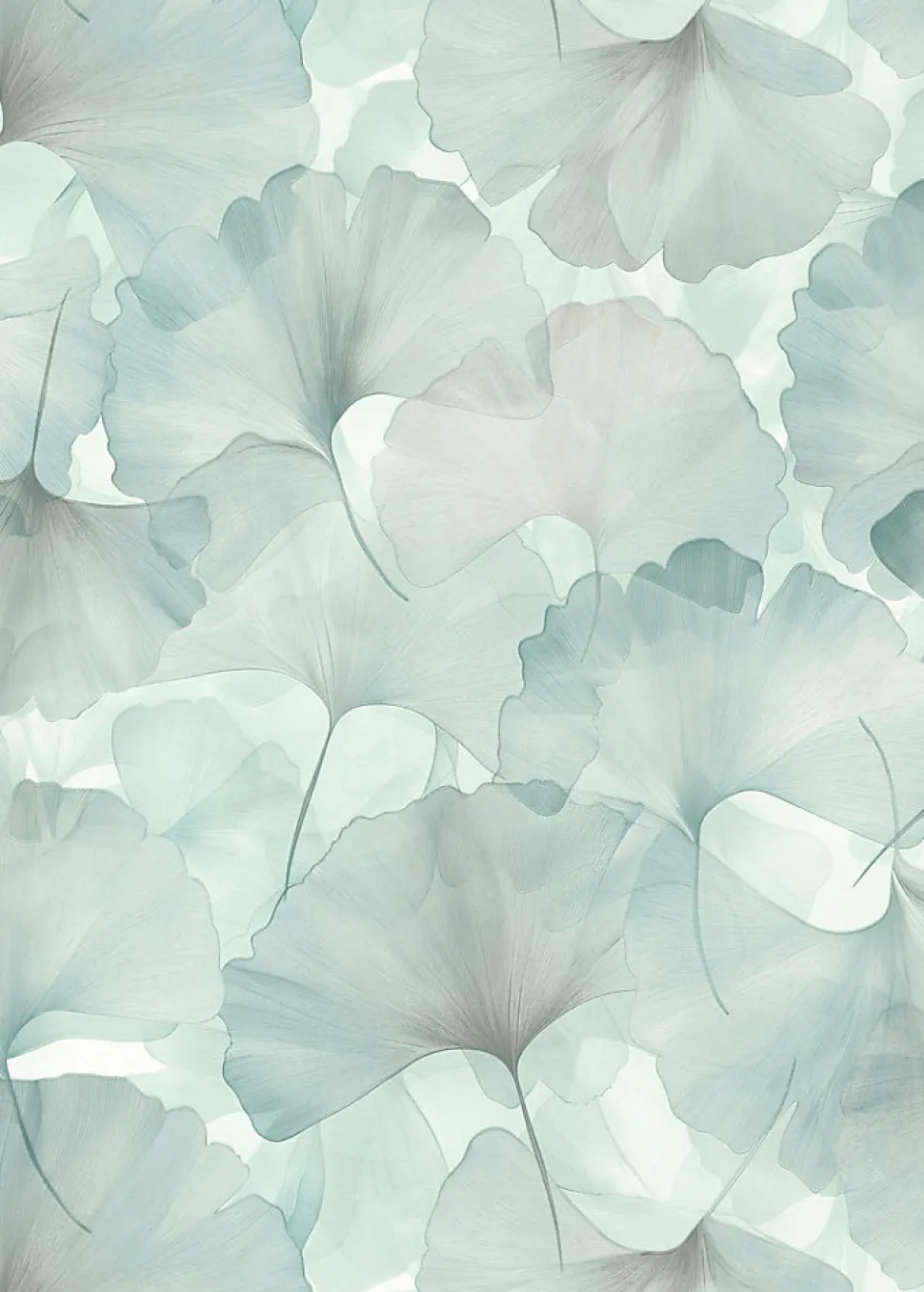 Papier peint vinyle intissé feuilles de ginko bleu L.1005 x l.53cm, Erismann Ginko dream