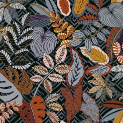Papier peint vinyle intissé Sejours & Chambres Lutece mat et satiné feuilles bleu, orange, rouge l.1005 x l.53 cm