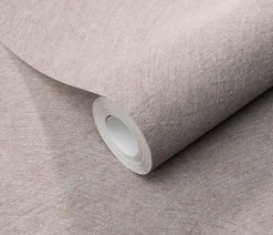 Papier peint vinyle intissé uni beige taupe L.1005 x l.53cm, Erismann Flair