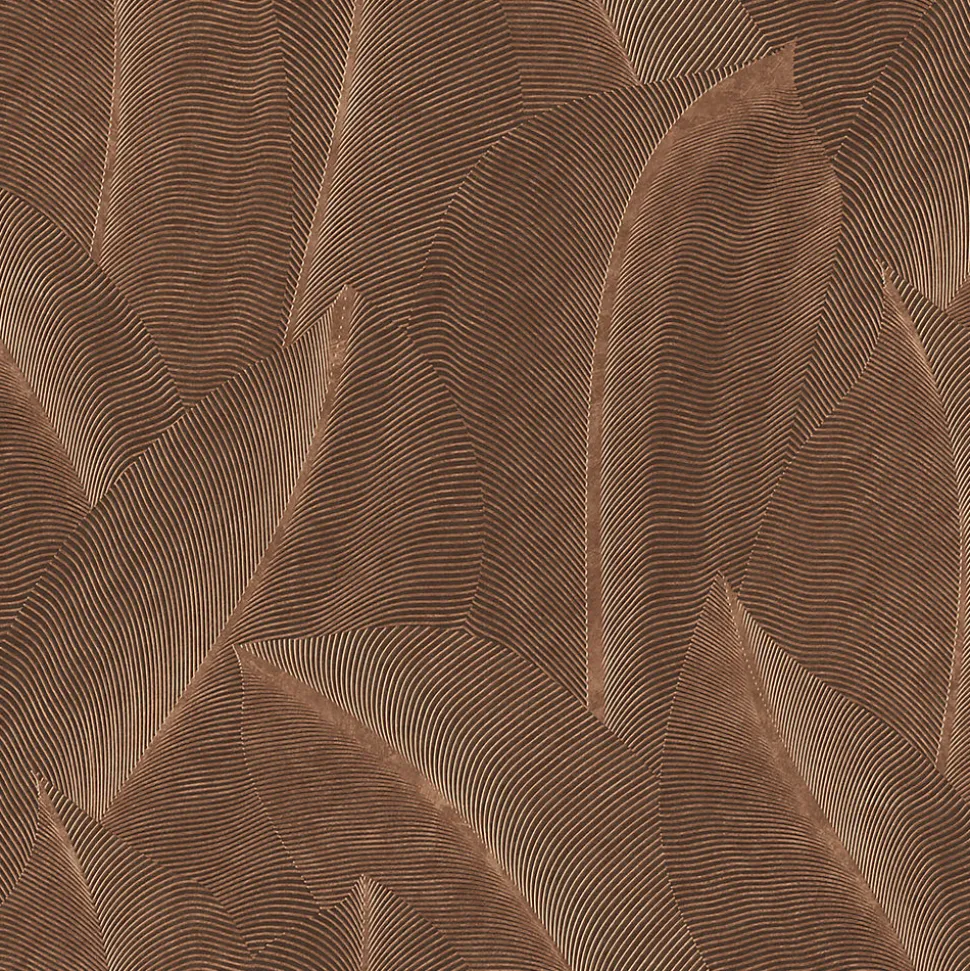 Papier peint vinyle intissé Allure Lutece mat et satiné effet Cuivre feuilles marron, rouille l.1005 x l.53 cm