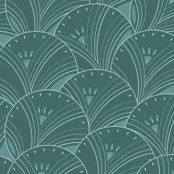 Papier peint vinyle intissé Villa Rosalie Lutece mat et satiné art déco topaze, bleu l.1005 x l.53 cm