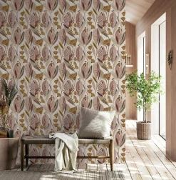 Papier peint vinyle intissé fleuri féerie bucolique rose L.1005 x l.53cm Lutèce