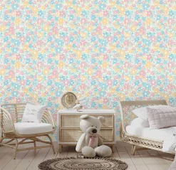 Papier peint vinyle intissé fleuri Bella fleurs multicouleurs pastel L.1005 x l.53cm Ugèpa