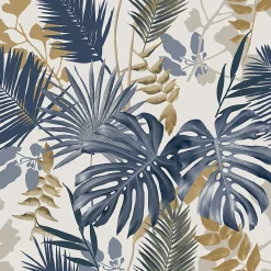 Papier peint vinyle sur intissé GoodHome Ferula bleu