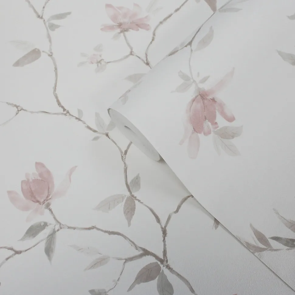 Papier peint vinyle sur intissé GoodHome Mugga rose