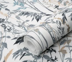 Papier peint vinyle sur intissé Cottage végétal bleu L.1005 x l.53cm Erismann
