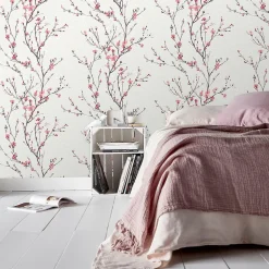 Papier peint vinyle sur intissé GoodHome Teff rose