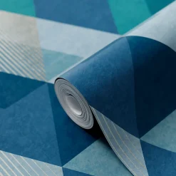 Papier vinyle sur intissé GoodHome Kooning bleu