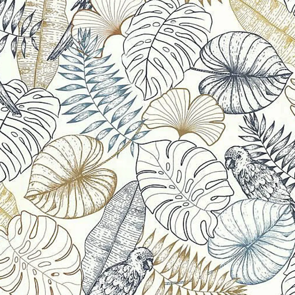 Papiers peints - Papier peint vinyle sur intissé - Jungle - Perroquet et végétation exotique - Rouleau(x)