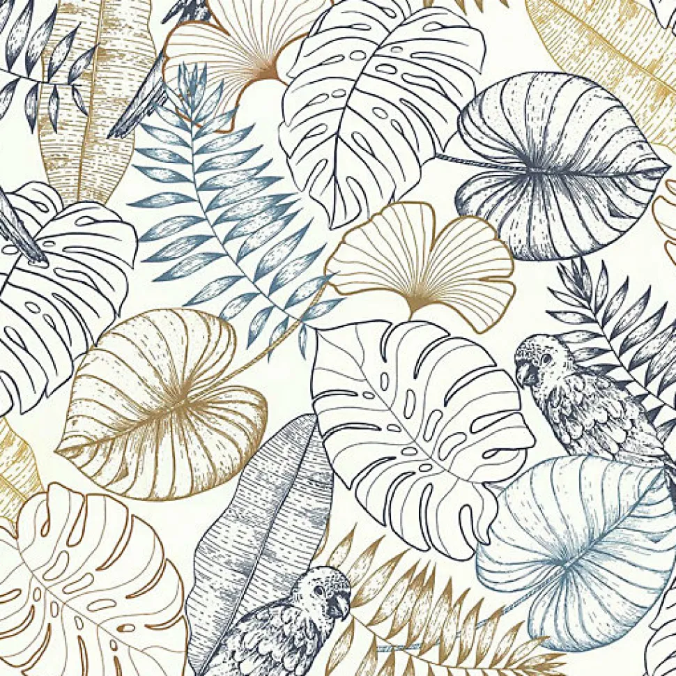 Papiers peints - Papier peint vinyle sur intissé - Jungle - Perroquet et végétation exotique - Rouleau(x)