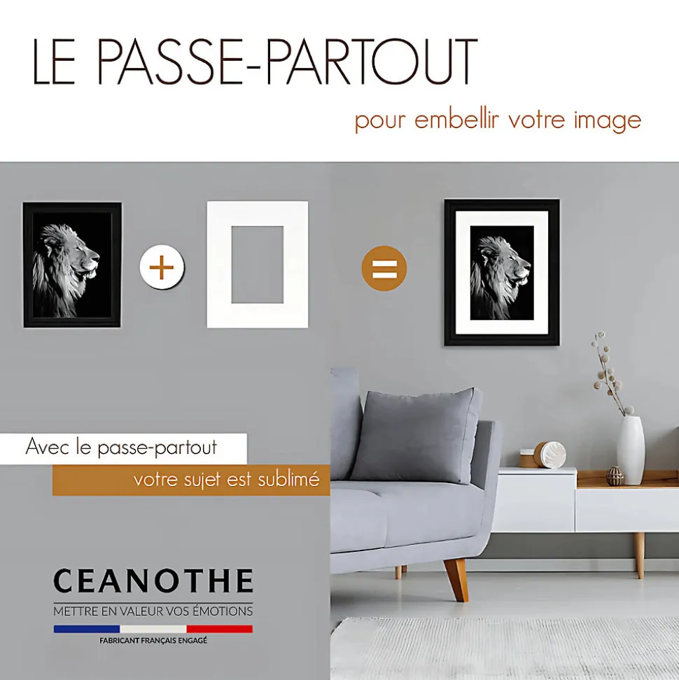 Passe-partout blanc cassé 40x50 cm ouverture 20x30 cm Fabriqué en France