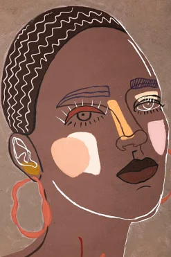 Peinture sur toile visage multicolore 80x2,8x100 cm