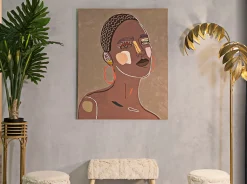 Peinture sur toile visage multicolore 80x2,8x100 cm