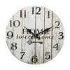 Pendules Horloge Murales Bois Blanc Shabby Décor 33,8x33,8x4
