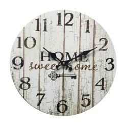 Pendules Horloge Murales Bois Blanc Shabby Décor 33,8x33,8x4