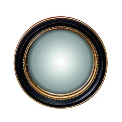 Petit miroir convexe noir doré 19cm