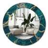 Petit Miroir Rond Cadre Verre Wallfluent fi50 cm Marbre Vert Décoration Murale Premium Sécurisé