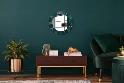 Petit Miroir Rond Cadre Verre Wallfluent fi50 cm Marbre Vert Décoration Murale Premium Sécurisé