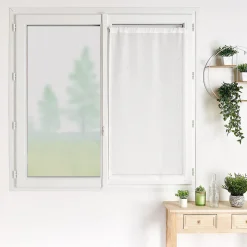 Petit rideau de fenêtre fines rayures blanches (90x210 cm - Blanc)