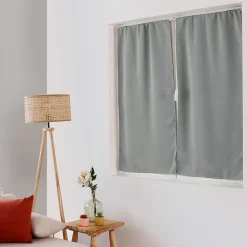 Petit rideau uni et occultant (60x120 cm - Gris clair)
