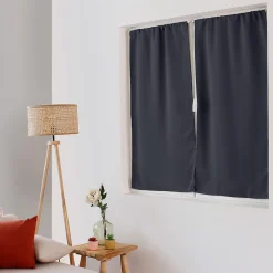 Petit rideau uni et occultant (60x120 cm - Gris Foncé)