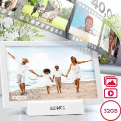 PF1D WE Cadre photo numérique connecté Frameo Ecran tactile 10,1 pouces Haute résolution 1200 x 800 px Mémoire 32Go USB-C Duronic