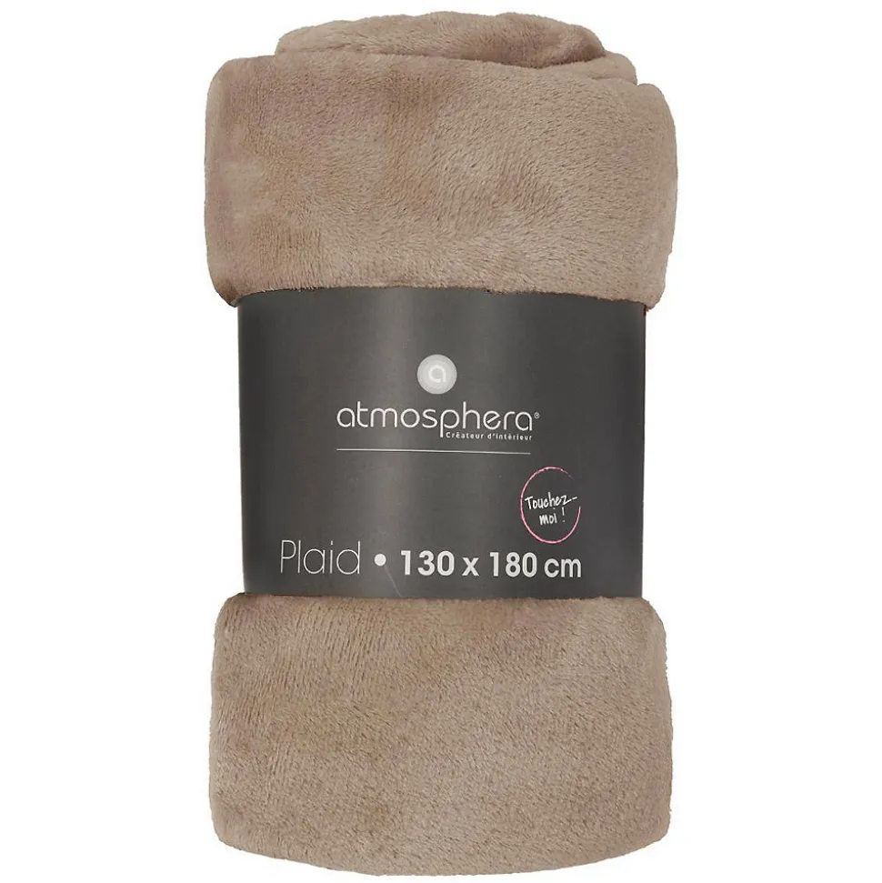 Plaid - flanelle - beige - 130x180 cm - Atmosphera