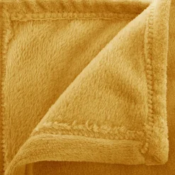 Plaid - flanelle - jaune ocre - 125x150 cm - Atmosphera