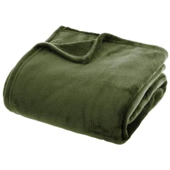 Plaid - flanelle - vert kaki - 130x180 cm - Atmosphera