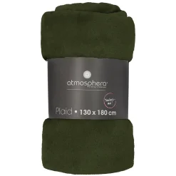 Plaid - flanelle - vert kaki - 130x180 cm - Atmosphera