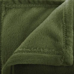 Plaid - flanelle - vert kaki - 130x180 cm - Atmosphera