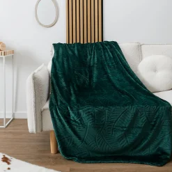 Plaid - Home Deco Factory - Flanelle - Embossé - Vert - 150 X 200 Cm
