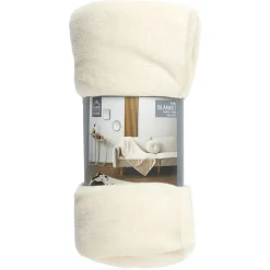 Plaid - Home Deco Factory - Molleton - Microfibre - Crème - 150 X 200 Cm